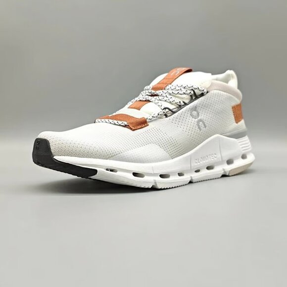 On Running White and Brown Athletic Shoes - Picture 2 of 6